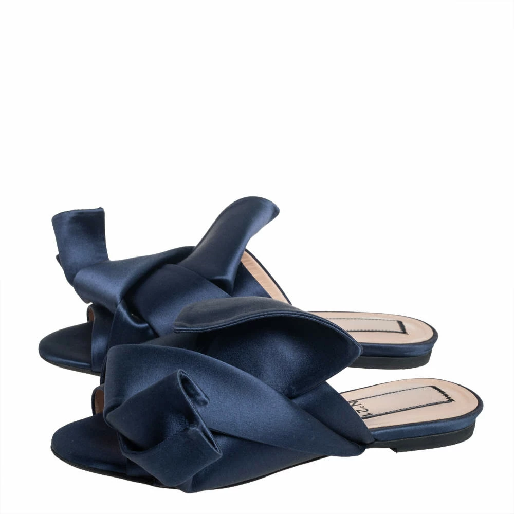 N21 Nº21 Blue Satin Knot Flat Mules Size 36 Women Sandals N21 Nº21 Blue Satin Knot Flat Mules Size 36 Women Sandals -N21shop luxury women n21 used shoes p437904 002