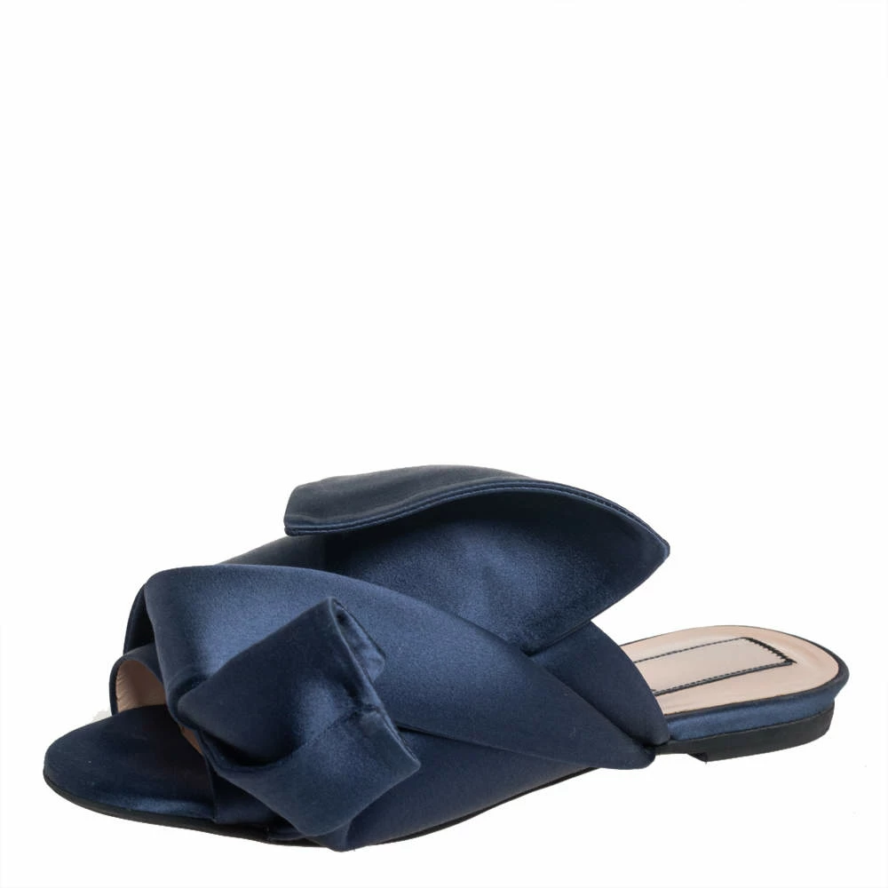 N21 Nº21 Blue Satin Knot Flat Mules Size 36 Women Sandals N21 Nº21 Blue Satin Knot Flat Mules Size 36 Women Sandals -N21shop luxury women n21 used shoes p437904 003