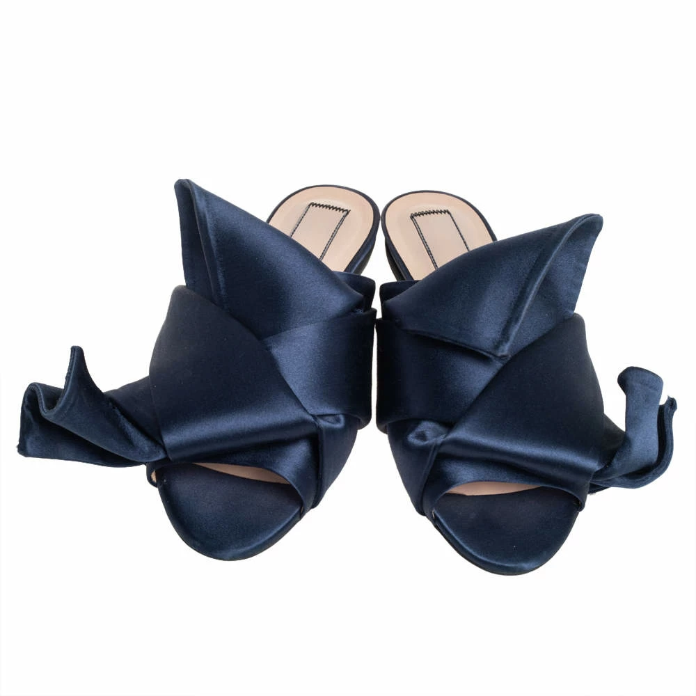 N21 Nº21 Blue Satin Knot Flat Mules Size 36 Women Sandals N21 Nº21 Blue Satin Knot Flat Mules Size 36 Women Sandals -N21shop luxury women n21 used shoes p437904 006