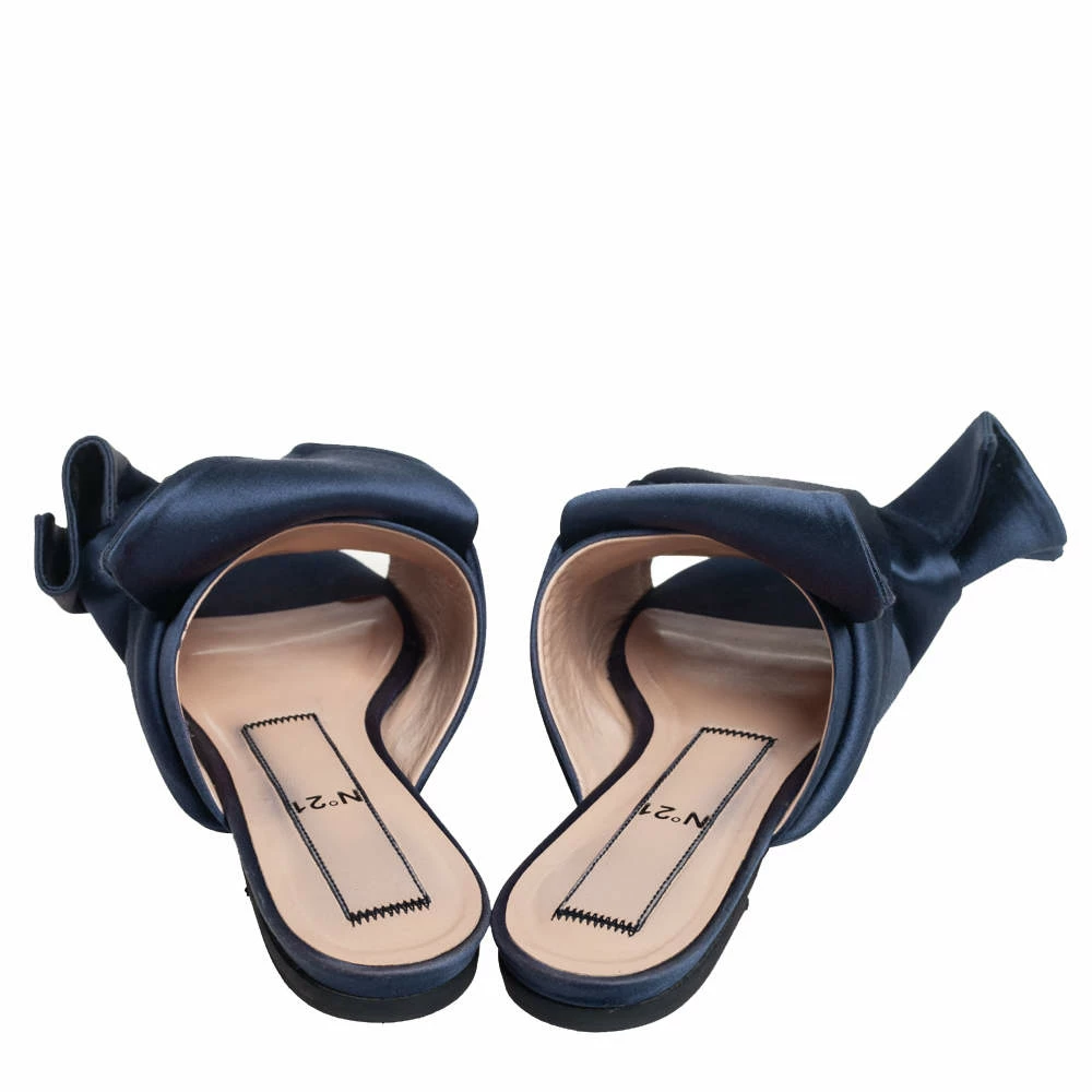 N21 Nº21 Blue Satin Knot Flat Mules Size 36 Women Sandals N21 Nº21 Blue Satin Knot Flat Mules Size 36 Women Sandals -N21shop luxury women n21 used shoes p437904 007
