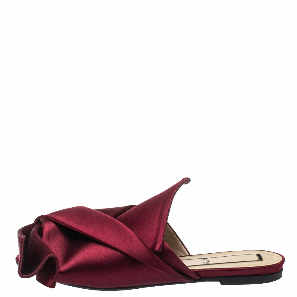 N21 Nº21 Burgundy Satin Raso Knot Flat Slides Size 37.5 Women Sandals N21 Nº21 Burgundy Satin Raso Knot Flat Slides Size 37.5 Women Sandals -N21shop luxury women n21 used shoes p444440 005