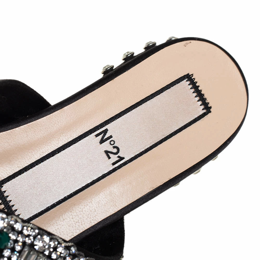 N21 Nº21 Black Satin Crystal Embellished Knotted Flat Slides Size 37 Women Flats N21 Nº21 Black Satin Crystal Embellished Knotted Flat Slides Size 37 Women Flats -N21shop luxury women n21 used shoes p452433 001