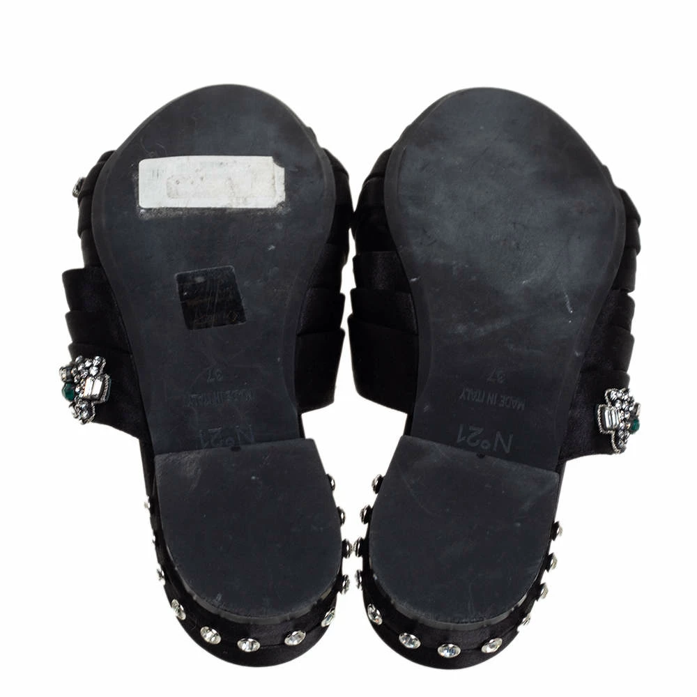N21 Nº21 Black Satin Crystal Embellished Knotted Flat Slides Size 37 Women Flats N21 Nº21 Black Satin Crystal Embellished Knotted Flat Slides Size 37 Women Flats -N21shop luxury women n21 used shoes p452433 004