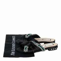 N21 Nº21 Black Satin Crystal Embellished Knotted Flat Slides Size 37 Women Flats 9 N21 Nº21 Black Satin Crystal Embellished Knotted Flat Slides Size 37 Women Flats -N21shop luxury women n21 used shoes p452433 005