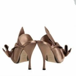 N21 Nº21 Brown Satin Raso Knot Peep Toe Mules Size 38 Women Sandals -N21shop luxury women n21 used shoes p453365 007