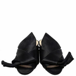 N21 Black Satin Raso Knot Peep Toe Flat Slides Size 39 Women Flats 4 N21 Black Satin Raso Knot Peep Toe Flat Slides Size 39 Women Flats -N21shop luxury women n21 used shoes p454322 003
