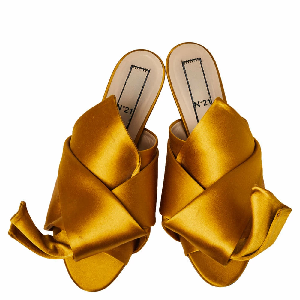 N21 Nº21 Yellow Satin Knot Mule Flats Size 39.5 Women N21 Nº21 Yellow Satin Knot Mule Flats Size 39.5 Women -N21shop luxury women n21 used shoes p455462 001