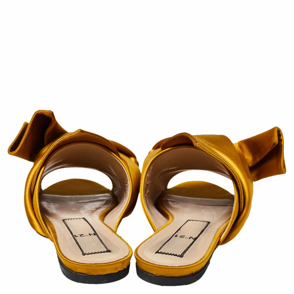 N21 Nº21 Yellow Satin Knot Mule Flats Size 39.5 Women N21 Nº21 Yellow Satin Knot Mule Flats Size 39.5 Women -N21shop luxury women n21 used shoes p455462 002