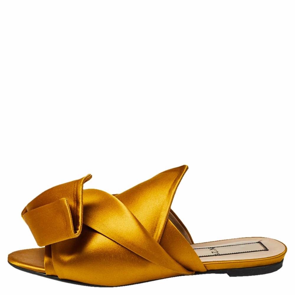 N21 Nº21 Yellow Satin Knot Mule Flats Size 39.5 Women N21 Nº21 Yellow Satin Knot Mule Flats Size 39.5 Women -N21shop luxury women n21 used shoes p455462 003