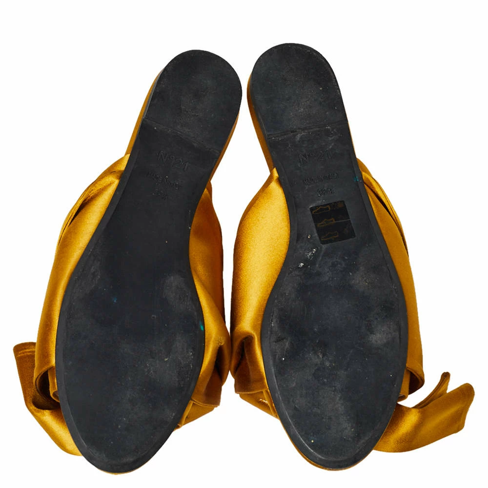 N21 Nº21 Yellow Satin Knot Mule Flats Size 39.5 Women N21 Nº21 Yellow Satin Knot Mule Flats Size 39.5 Women -N21shop luxury women n21 used shoes p455462 006