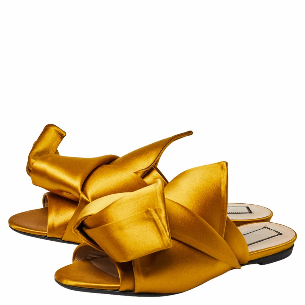 N21 Nº21 Yellow Satin Knot Mule Flats Size 39.5 Women N21 Nº21 Yellow Satin Knot Mule Flats Size 39.5 Women -N21shop luxury women n21 used shoes p455462 009