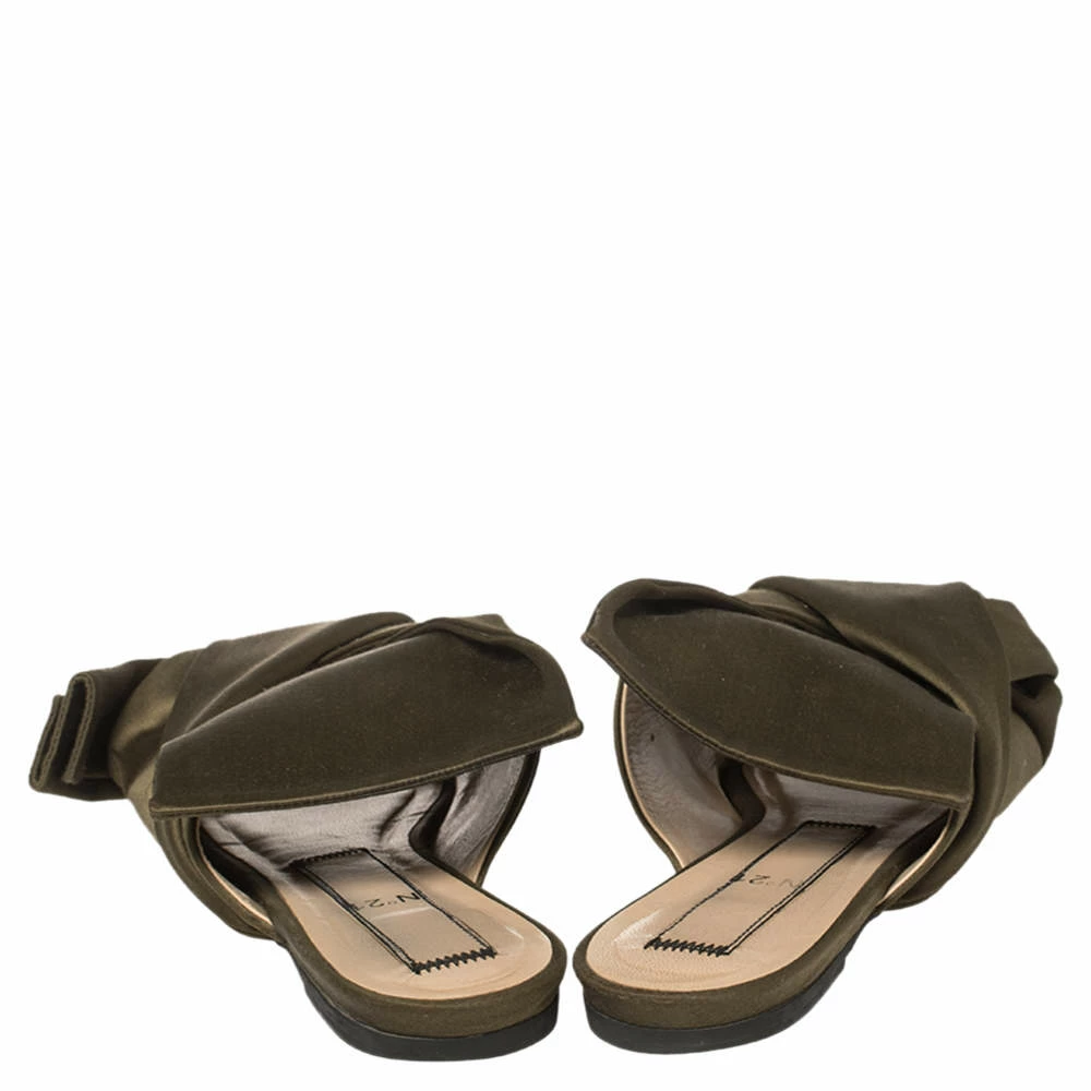 N21 Green Satin Knot Flat Mules Size 39 Women Flats N21 Green Satin Knot Flat Mules Size 39 Women Flats -N21shop luxury women n21 used shoes p455669 002