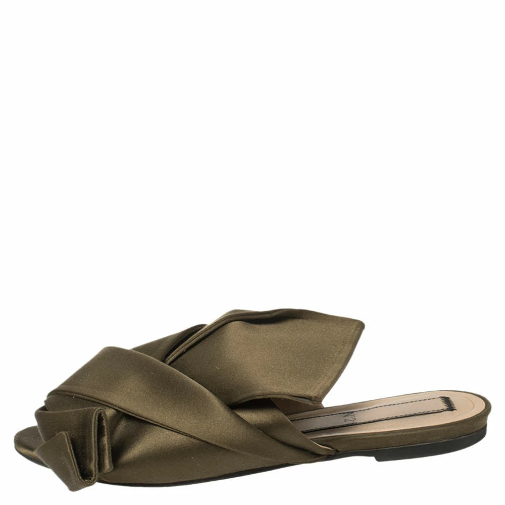 N21 Green Satin Knot Flat Mules Size 39 Women Flats N21 Green Satin Knot Flat Mules Size 39 Women Flats -N21shop luxury women n21 used shoes p455669 004