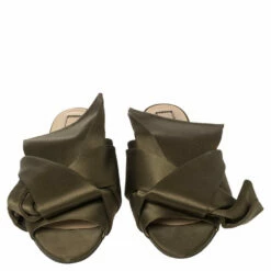 N21 Green Satin Knot Flat Mules Size 39 Women Flats 4 N21 Green Satin Knot Flat Mules Size 39 Women Flats -N21shop luxury women n21 used shoes p455669 005