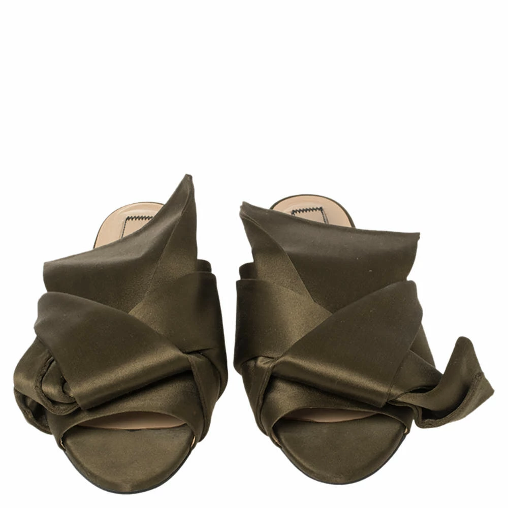 N21 Green Satin Knot Flat Mules Size 39 Women Flats N21 Green Satin Knot Flat Mules Size 39 Women Flats -N21shop luxury women n21 used shoes p455669 005
