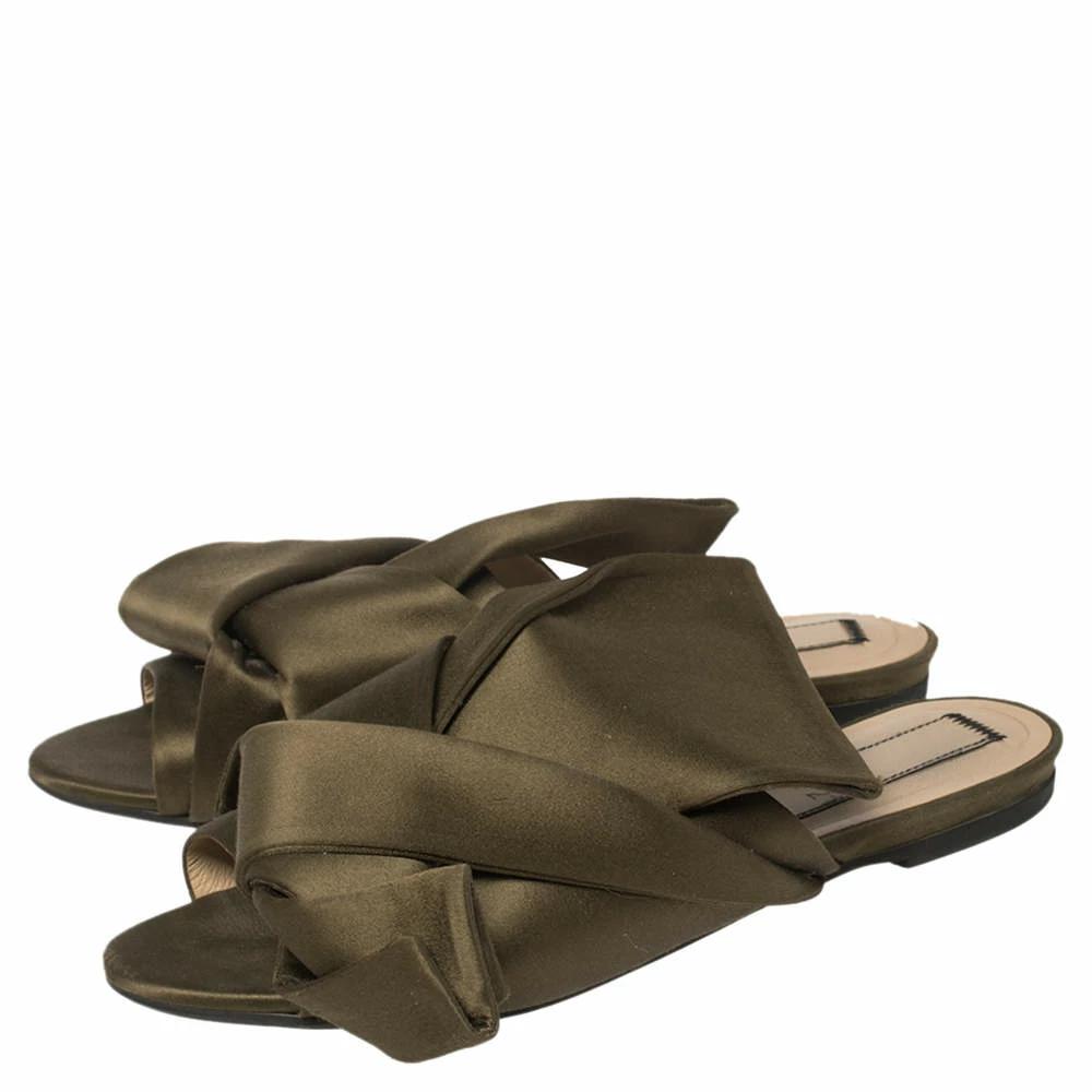 N21 Green Satin Knot Flat Mules Size 39 Women Flats N21 Green Satin Knot Flat Mules Size 39 Women Flats -N21shop luxury women n21 used shoes p455669 007