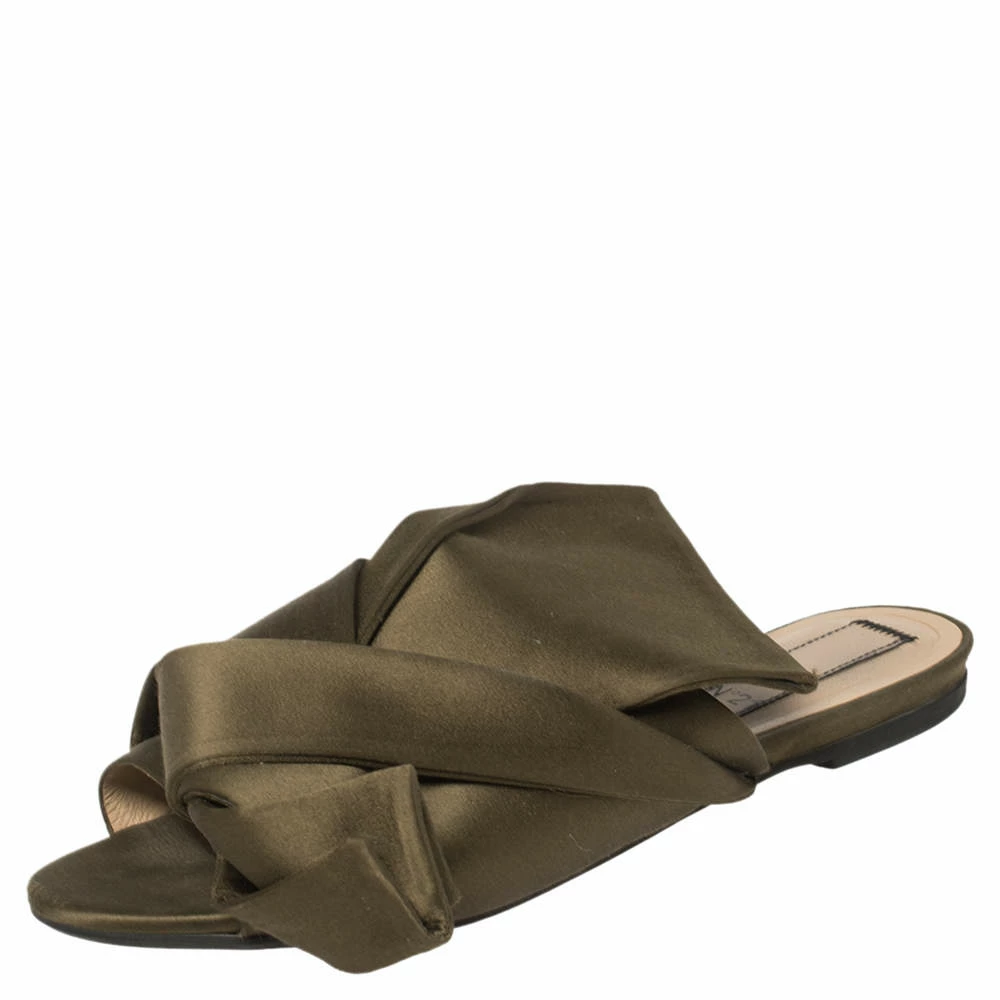 N21 Green Satin Knot Flat Mules Size 39 Women Flats N21 Green Satin Knot Flat Mules Size 39 Women Flats -N21shop luxury women n21 used shoes p455669 008