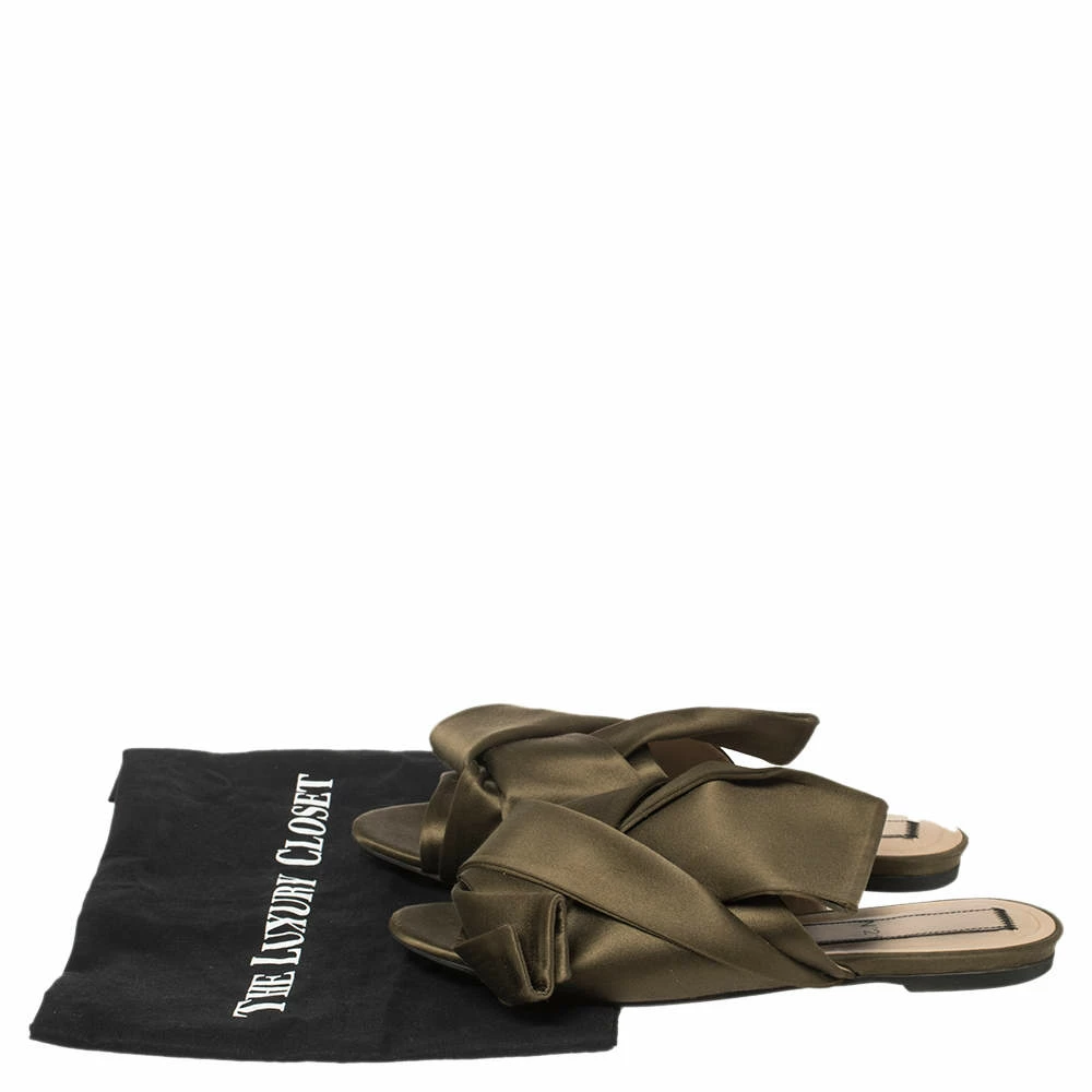 N21 Green Satin Knot Flat Mules Size 39 Women Flats N21 Green Satin Knot Flat Mules Size 39 Women Flats -N21shop luxury women n21 used shoes p455669 009