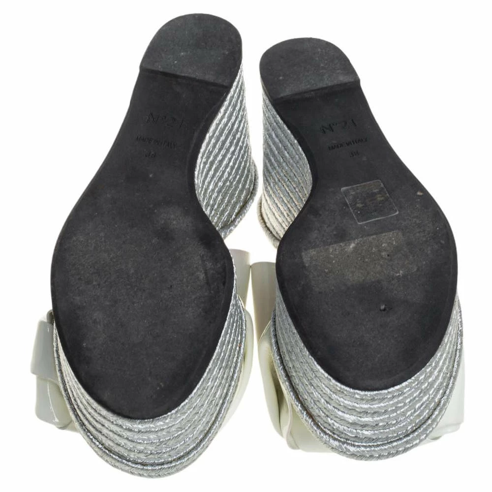 N21 White Patent Leather Knotted Espadrille Wedge Platform Sandals Size 38 Women N21 White Patent Leather Knotted Espadrille Wedge Platform Sandals Size 38 Women -N21shop luxury women n21 used shoes p457017 002