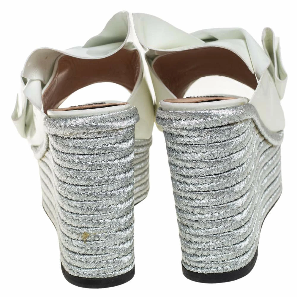 N21 White Patent Leather Knotted Espadrille Wedge Platform Sandals Size 38 Women N21 White Patent Leather Knotted Espadrille Wedge Platform Sandals Size 38 Women -N21shop luxury women n21 used shoes p457017 003