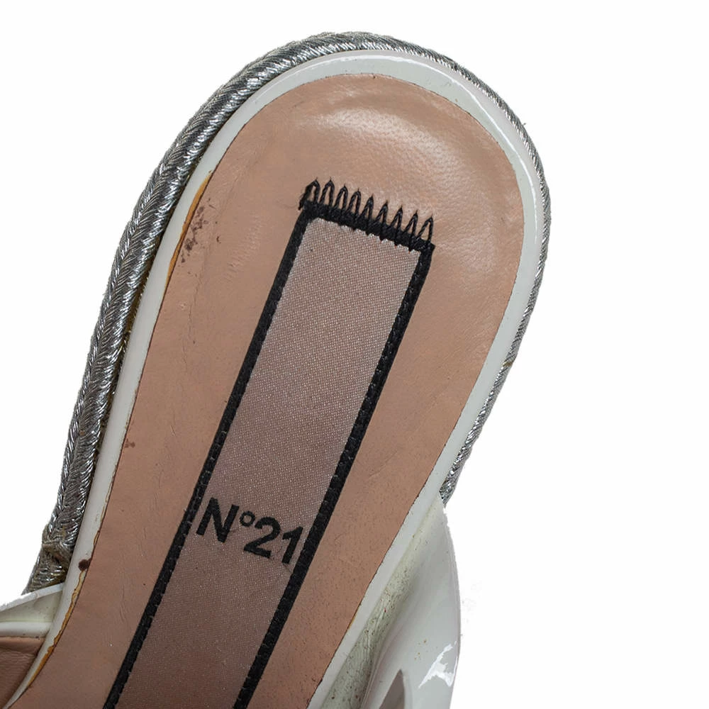 N21 White Patent Leather Knotted Espadrille Wedge Platform Sandals Size 38 Women N21 White Patent Leather Knotted Espadrille Wedge Platform Sandals Size 38 Women -N21shop luxury women n21 used shoes p457017 006