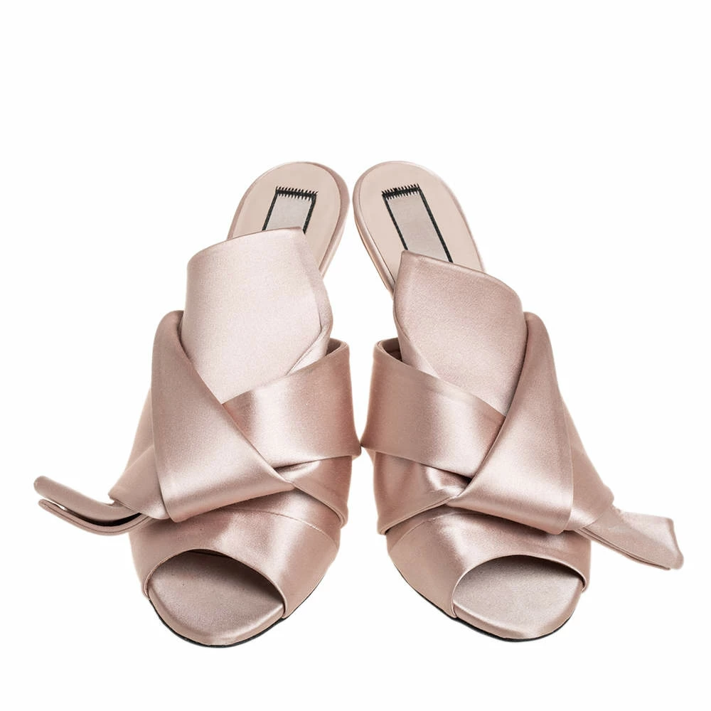 N21 Beige Satin Raso Knot Mule Sandals Size 39.5 Women N21 Beige Satin Raso Knot Mule Sandals Size 39.5 Women -N21shop luxury women n21 used shoes p457354 006