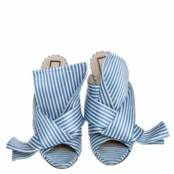 N21 Nº21 White/Blue Satin Raso Knot Peep Toe Mules Size 38 Women Sandals -N21shop luxury women n21 used shoes p458447 006