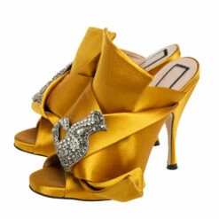 N21 Nº21 Yellow Satin Crystal Embellished Knot Mules Size 36.5 Women Sandals 5 N21 Nº21 Yellow Satin Crystal Embellished Knot Mules Size 36.5 Women Sandals -N21shop luxury women n21 used shoes p458718 003