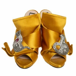 N21 Nº21 Yellow Satin Crystal Embellished Knot Mules Size 36.5 Women Sandals 4 N21 Nº21 Yellow Satin Crystal Embellished Knot Mules Size 36.5 Women Sandals -N21shop luxury women n21 used shoes p458718 006