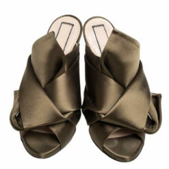 N21 Nº21 Green Satin Ronny Pleated Mules Sandals Size 38 Women Pumps 4 N21 Nº21 Green Satin Ronny Pleated Mules Sandals Size 38 Women Pumps -N21shop luxury women n21 used shoes p466062 003