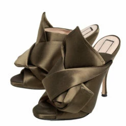 N21 Nº21 Green Satin Ronny Pleated Mules Sandals Size 38 Women Pumps 5 N21 Nº21 Green Satin Ronny Pleated Mules Sandals Size 38 Women Pumps -N21shop luxury women n21 used shoes p466062 007