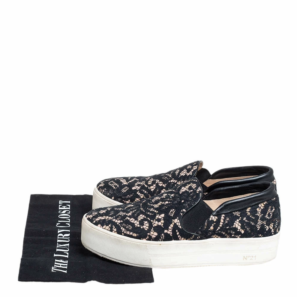 N21 Black Lace And Leather Slip On Sneakers Size 38 Women N21 Black Lace And Leather Slip On Sneakers Size 38 Women -N21shop luxury women n21 used shoes p466068 007