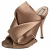 N21 Nº21 Beige Satin Raso Knot Peep Toe Mules Size 38 Women Sandals