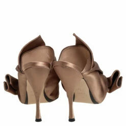 N21 Nº21 Beige Satin Raso Knot Peep Toe Mules Size 38 Women Sandals -N21shop luxury women n21 used shoes p467838 005