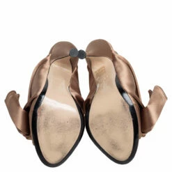 N21 Nº21 Beige Satin Raso Knot Peep Toe Mules Size 38 Women Sandals -N21shop luxury women n21 used shoes p467838 006