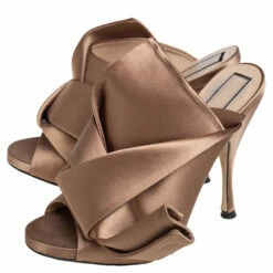 N21 Nº21 Beige Satin Raso Knot Peep Toe Mules Size 38 Women Sandals -N21shop luxury women n21 used shoes p467838 009