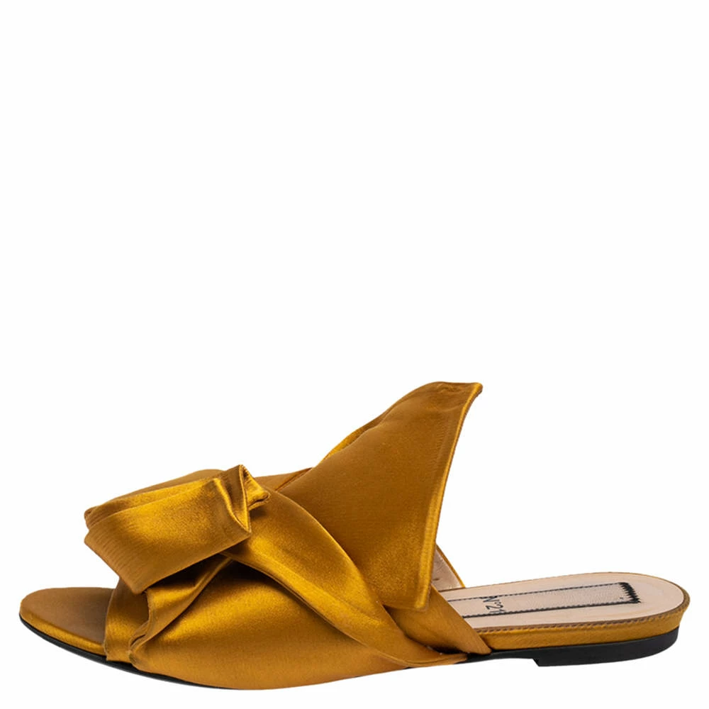 N21 Nº21 Mustard Yellow Satin Knot Flat Mules Size 38 Women Flats N21 Nº21 Mustard Yellow Satin Knot Flat Mules Size 38 Women Flats -N21shop luxury women n21 used shoes p475517 001