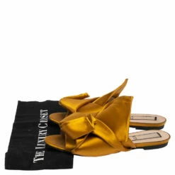 N21 Nº21 Mustard Yellow Satin Knot Flat Mules Size 38 Women Flats 9 N21 Nº21 Mustard Yellow Satin Knot Flat Mules Size 38 Women Flats -N21shop luxury women n21 used shoes p475517 007