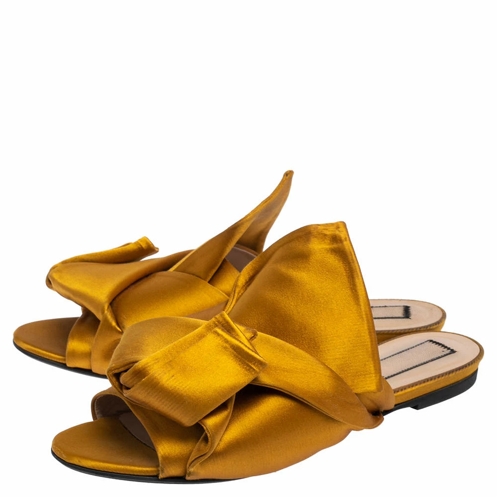 N21 Nº21 Mustard Yellow Satin Knot Flat Mules Size 38 Women Flats N21 Nº21 Mustard Yellow Satin Knot Flat Mules Size 38 Women Flats -N21shop luxury women n21 used shoes p475517 008