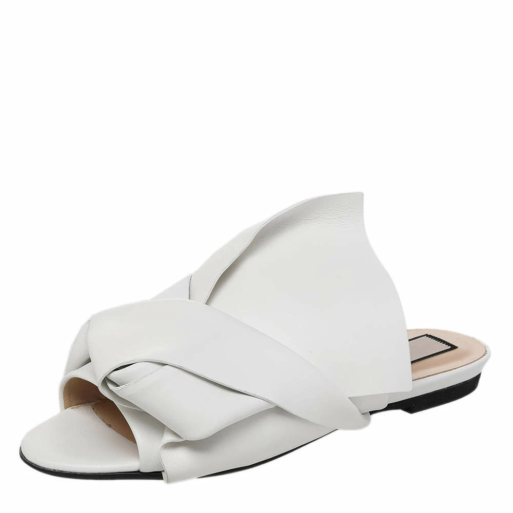 N21 Nº21 White Leather Knot Flat Slides Size 37 Women Flats N21 Nº21 White Leather Knot Flat Slides Size 37 Women Flats -N21shop luxury women n21 used shoes p479760 005