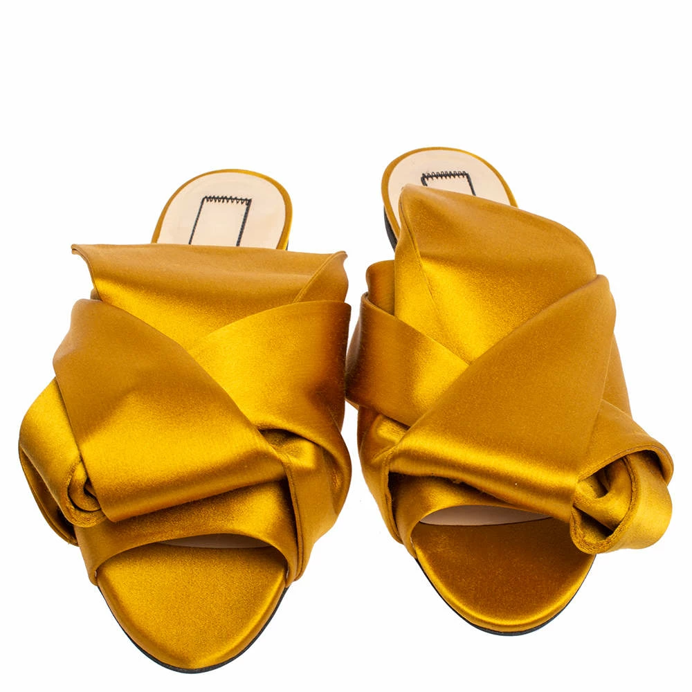 N21 Nº21 Yellow Satin Knot Flat Mules Size 37.5 Women Flats N21 Nº21 Yellow Satin Knot Flat Mules Size 37.5 Women Flats -N21shop luxury women n21 used shoes p484418 005