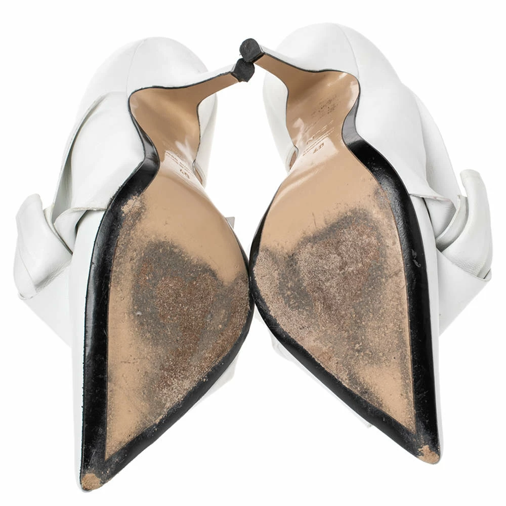 N21 White Leather Knot Pointed Toe Pumps Size 40 Women N21 White Leather Knot Pointed Toe Pumps Size 40 Women -N21shop luxury women n21 used shoes p487130 001