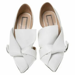 N21 White Leather Knot Pointed Toe Pumps Size 40 Women 4 N21 White Leather Knot Pointed Toe Pumps Size 40 Women -N21shop luxury women n21 used shoes p487130 005