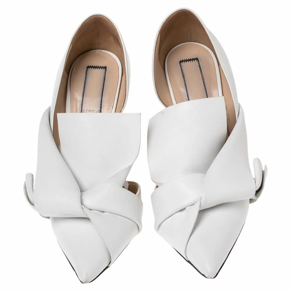 N21 White Leather Knot Pointed Toe Pumps Size 40 Women N21 White Leather Knot Pointed Toe Pumps Size 40 Women -N21shop luxury women n21 used shoes p487130 005
