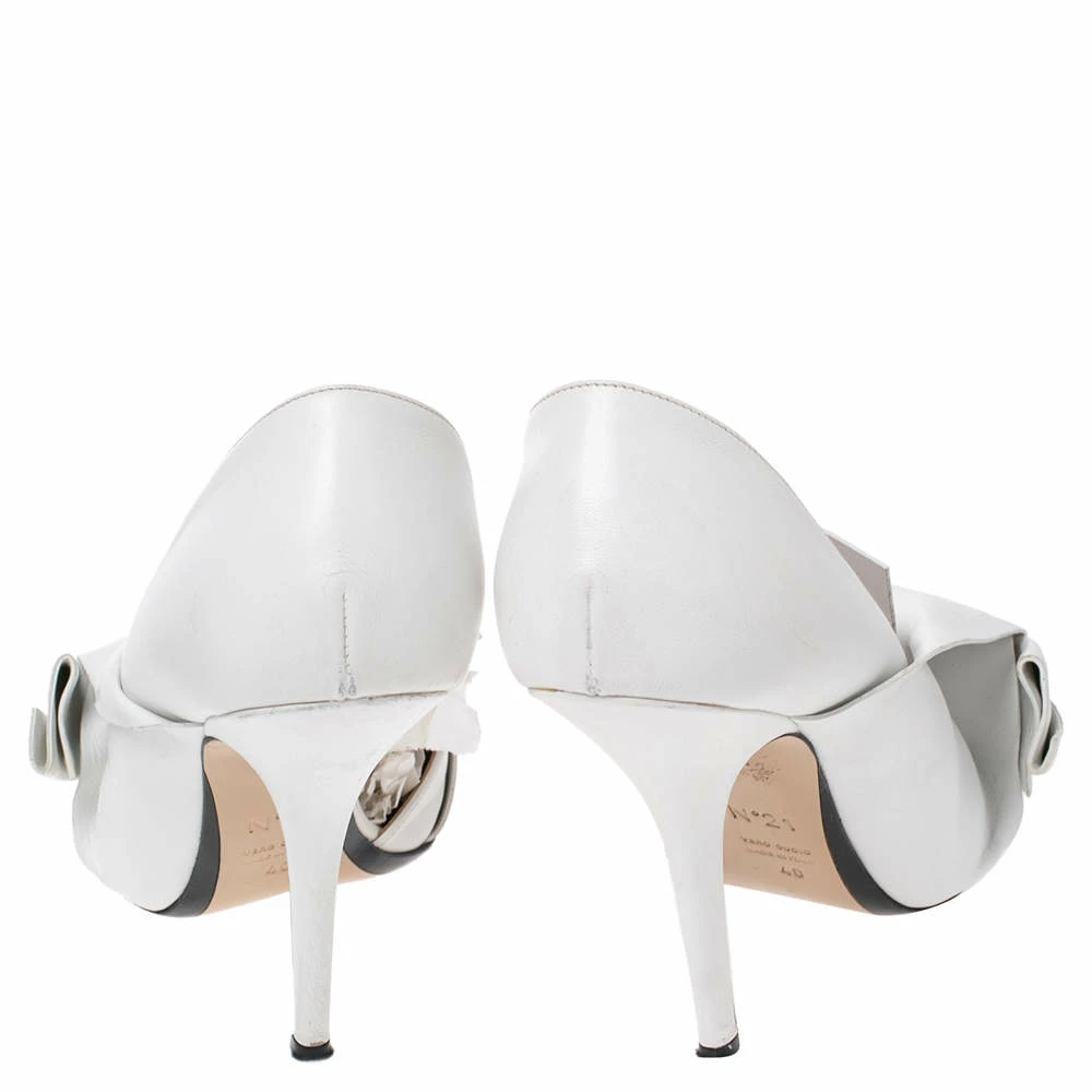 N21 White Leather Knot Pointed Toe Pumps Size 40 Women N21 White Leather Knot Pointed Toe Pumps Size 40 Women -N21shop luxury women n21 used shoes p487130 007