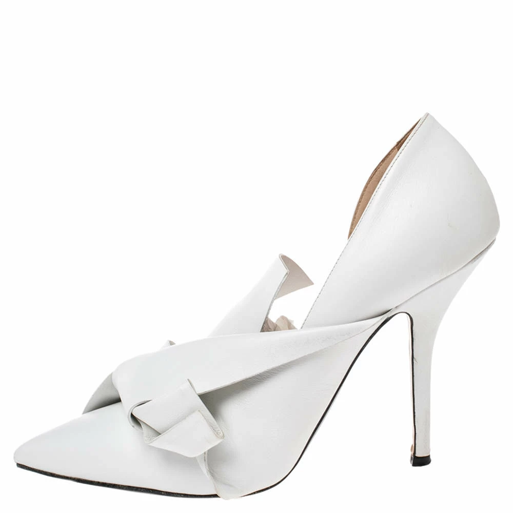 N21 White Leather Knot Pointed Toe Pumps Size 40 Women N21 White Leather Knot Pointed Toe Pumps Size 40 Women -N21shop luxury women n21 used shoes p487130 008
