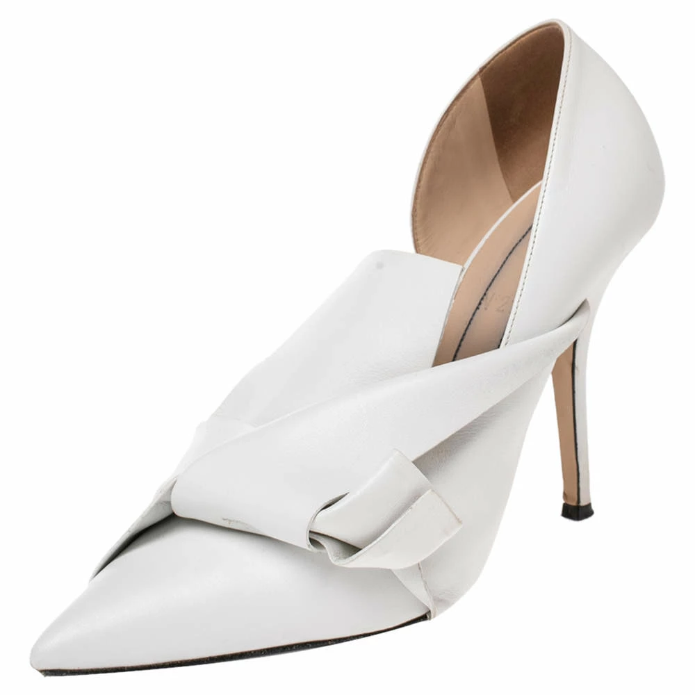 N21 White Leather Knot Pointed Toe Pumps Size 40 Women N21 White Leather Knot Pointed Toe Pumps Size 40 Women -N21shop luxury women n21 used shoes p487130 009