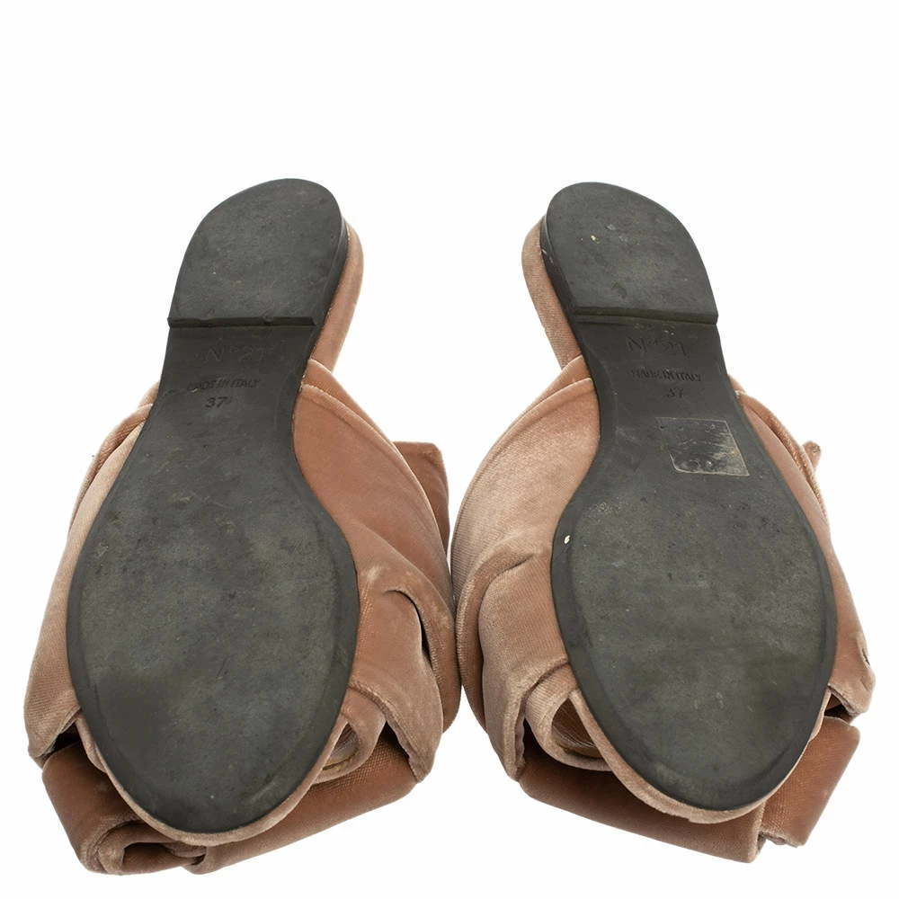 N21 Nº21 Beige Velvet Knot Flat Slide Sandals Size 37 Women N21 Nº21 Beige Velvet Knot Flat Slide Sandals Size 37 Women -N21shop luxury women n21 used shoes p487199 001
