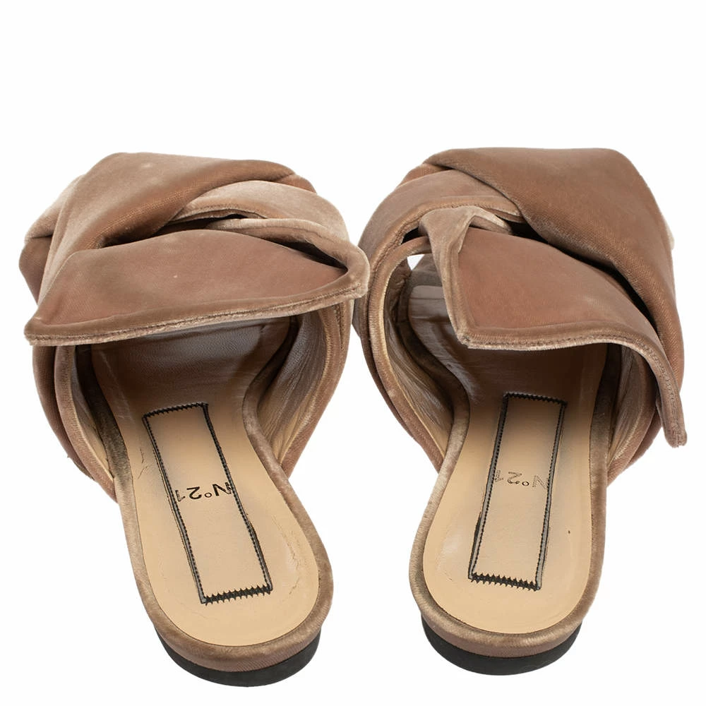 N21 Nº21 Beige Velvet Knot Flat Slide Sandals Size 37 Women N21 Nº21 Beige Velvet Knot Flat Slide Sandals Size 37 Women -N21shop luxury women n21 used shoes p487199 004