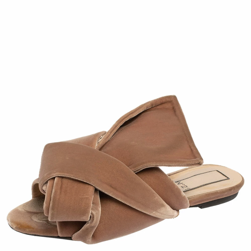N21 Nº21 Beige Velvet Knot Flat Slide Sandals Size 37 Women N21 Nº21 Beige Velvet Knot Flat Slide Sandals Size 37 Women -N21shop luxury women n21 used shoes p487199 005